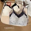Sexy Camisola con Estampado Floral y Tirantes con Letras, Estampado de Algodón Jelly, Copas de Aire Fijas, Sujetador Hermoso de Espalda Sin Costuras para Mujer