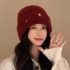 Chapéu de Tricô Estrela Rosto Descoberto para Crianças Bolsa Pequena Touca Proteção Auricular Outono e Inverno Chapéu de Lã Quente Moda Versátil Chapéu Japonês para Frio