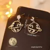 Pendientes de Cielo Estrellado y Planetas Transfronterizos para Mujer, Pendientes Asimétricos Estilo AB con Diamantes, Diseño de Estrella y Luna, Pendientes Versátiles y Elegantes