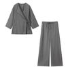 Ropa Europea y Americana Transfronteriza para Mujer Aliexpress Ins Venta Caliente Kimono Abrigo Cruzado Conjunto de Pantalones de Moda