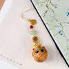 Cadena para teléfono con forma de duo de arroz con dibujos animados creativos, colgante de bola de bolsita hueca de madera, llavero de mano de sándalo, venta al por mayor