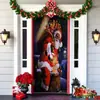 Decoración de Cubierta de Puerta de Navidad Tela de Fondo Verde de Navidad Cubierta de Puerta de Navidad Colgante de Puerta Decoración de Fiesta de Año Nuevo Tapiz de Cubierta de Puerta