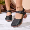 Sandalias Romanas Chunky de Tacón Medio Estilo Nuevo 2026, Zuecos Romanos de Punta Cerrada, Sandalias con Corte Lateral, Venta al por Mayor y Dropshipping