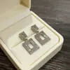 Pendientes Cuadrados Super Brillantes Incrustados de Diamantes Estilo Europeo y Americano, Accesorios de Oreja Geométricos Exagerados, Accesorios Versátiles, Pendientes Largos, Colgantes de Oreja Personalizados
