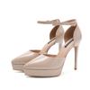 1233-19 Sandalias Sexy de Dama Baotou Huecas de Tacón Alto Tacón de Aguja Delgado Apuntado Plataforma Zapatos de Tacón Alto