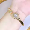 Pulsera Minimalista Exclusiva Transfronteriza de Zirconia Chapada en Oro de 18K Brazalete de Cristal Geométrico Abierto Ajustable Joyería