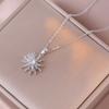 Collar para Mujer, Estilo Celebridad de Internet Europeo y Americano, Conjunto de Accesorios Giratorio de Flor de Girasol con Circonita Transfronterizo, Cadena para Clavícula Giratoria de 360 Grados
