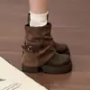 Botas Martin super estilosas de sola grossa e salto grosso para mulheres, novo estilo elegante 2026, amigáveis para baixinhas, emagrecimento, aumento de altura, botas para pernas curtas