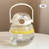 Taza Espacial Portátil de Plástico con Asa para Uso en Exteriores, Adecuada para Estudiantes Hombres y Mujeres, Botella de Agua de Gran Capacidad con Popote, Estilo Trendy Ins