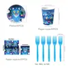 Nova Decoração de Festa de Aniversário Tema Tigre Azul Pet Kpop Suprimentos Bandeira de Banner Espiral Pendurado Prato de Papel