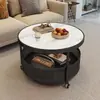 Mesa de centro para sala de estar estilo italiano para espacios pequeños, móvil, lujo ligero, sensación de alta gama, mesa de centro redonda pequeña de vidrio, modelo minimalista 2025 nuevo