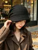 Chapéu de tricô versátil estilo coreano para mulheres, quente e protege as orelhas para outono e inverno, moderno, adequado para circunferência de cabeça grande, faz o rosto parecer menor, gorro de tricô