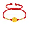 Pulsera de Oro Puro 999 con Cuentas de la Suerte, Hilo Rojo para el Año de Nacimiento, Mes Completo del Bebé, Adulto, Ceremonia de Apertura, Joyería de Oro, Regalo Casual