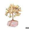 Adorno artesanal de árbol de cristal rosa en bruto, árbol creativo de cristal para decoración de escritorio en casa y oficina, cristal amarillo