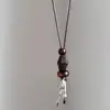 Estilo Old Money Estilo Chinês! Colar Pingente Marrom para Mulheres, Corrente de Clavícula de Luxo de Alto Padrão, Acessório Longo de Verão