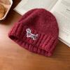 Gorro de lana de punto con forma de cachorro para mujer, estilo coreano, para otoño e invierno, con cabeza grande y punta cálida.
