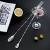 Colher de Bar de Aço Inoxidável com Rosca Dupla, Colher de Mistura para Bar com Cabo Longo, Colher de Mexer, Colher para Gelo, Palito para Mexer Chá de Leite, Atacado