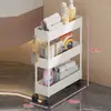 Prateleira de armazenamento para vãos de banheiro com rodas, carrinho móvel tipo gaveta, prateleira de armazenamento multicamadas, organizador de prateleira para banheiro