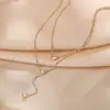 Colar de aço titânio com franja de zircônia de diamante único feminino luxo leve nicho corrente de suéter pingente duplo corrente da clavícula joia nova