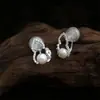 Aretes Originales de Perla de Agua Dulce con Baño de Oro Grueso y Circonita Forma de Calabaza Pequeña Estilo Chino Aretes de Lujo Ligero para Mujer Fábrica