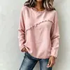 Moda Feminina Europeia e Americana 2026 Site Independente Amazon Outono Novo Manga Longa com Renda e Patchwork Gola Redonda Camiseta Casual