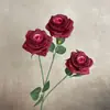Flores Artificiales con 3 Cabezas de Rosas de Mil Capas para Decoración de Salón de Bodas, Pared de Flores, Guía de Pasillo, Escaparate de Centro Comercial y Materiales de Decoración para Restaurantes