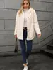 Exclusivo transfronterizo para Europa y América estilo blanco jacquard felpa de doble cara abrigo mujer otoño e invierno con capucha chaqueta de piel sintética