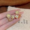 Pendientes de Flor con Piedra Ojo de Gato Estilo Coreano Lujo Ligero Moda Sentido de Alta Gama Diseño de Nicho Elegantes Pendientes Elegantes Pendientes Versátiles Distintivos