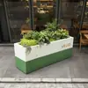 Combinación de macetero exterior para calles peatonales comerciales, color terrazo artificial, para cafeterías de té de leche y café, con jardineras, vallas y separadores