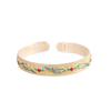 Pulseira Prata Pura 999.9 com Rastreamento de Pena de Fênix Dourada Queimada Azul Pulseira Aberta Estilo Étnico Moda Nacional Pulseira Versátil