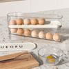 Cartón de Huevos Tipo Deslizante para Puerta Lateral de Refrigerador Especial de Doble Capa Dispositivo Automático para Rodar Huevos Encimera de Cocina Caja de Almacenamiento de Huevos Anticaída