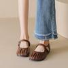 Sapatos de Salto Baixo Weimei Girl 993-16 Estilo Ballet Francês para Mulheres com Tira Plissada e Saia Combinando Sapatos Mary Jane