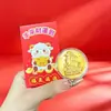 2027 Año de la Oveja Moneda de Oro Propicia Atracción de Riqueza Tarjeta de Dinero Bolsa de Terciopelo Paquete de Sobre Rojo Moneda Conmemorativa de Pan de Oro Regalo de Año Nuevo