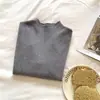 Blusa de tricô clássica e versátil de manga comprida com gola alta meia para mulheres, adequada para outono e inverno, pode ser usada como camada externa ou como camada base, design simples, novo modelo 2024