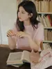 Zhenqi Ropa Especial/Cachemira de Seda Lana Único y Hermoso Suéter Delgado de Punto de Manga Corta para Mujer en Otoño