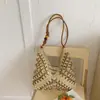Bolso tejido nuevo transfronterizo 2026, moderno y a la moda, elegante bolso de hombro, bolso de axila, bolso de mano de paja, bolso de playa para vacaciones