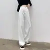 Calça jeans branca wide leg feminina cintura alta formato pera levemente solta plus size calça reta tipo mop