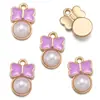 Estilo Ins Pingente de Pérola Gota de Óleo Laço Acessórios de Joias de Liga DIY Pulseira Colar Brincos Pingente W458