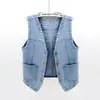 Chaleco de Mezclilla Versátil para Mujer para Primavera y Verano, Chaqueta Corta Holgada Estilo Coreano Bf sin Mangas, Chaleco, Ropa Exterior para Estudiantes, de Moda