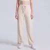 Calça de yoga feminina de perna reta, cintura alta, controle de barriga, levantamento de glúteos, calça fitness modeladora, calça longa casual estilosa com cordão para treino de Pilates