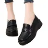 Zapatos de Trabajo de Cuero Suave de Primavera para Mujer, Cómodos para Estar de Pie Mucho Tiempo, Estilo Británico Retro Zapatos de Madre, Zapatos Planos Antideslizantes para Oficina, Zapatos Negros