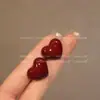 Pendientes Maillard de Alta Gama Color Rojo Ankora para Mujer Año Nuevo y Navidad Pendientes Elegantes Diseño de Nicho Otoño e Invierno