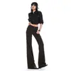 Jeans de Tiro Alto Azul Oscuro Elásticos Microbocancha para Mujer Otoño 2026 Nueva Llegada Corte Delgado Moda Simples Versátiles Pantalones de Boca Ancha
