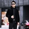 Casaco de Inverno Masculino de Pele Sintética de Visom com Gola Reversível, Pele de Visom de Haining, Jaqueta Masculina Quente e Grossa