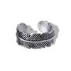 Anillo abierto ajustable de acero inoxidable chapado en oro de 18K para hombre y mujer, anillo de acero de titanio con pluma valgus estilo coreano de moda