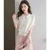 Camiseta de Manga Corta con Cuello Polo de Seda de Hielo para Mujer 2026 Nuevo Estilo de Verano Suelto Francés Bat Manga de Murciélago Top de Punto