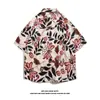 Camisa de Manga Corta de Nicho Ins de Moda para Hombre Verano Casual Playa Estampada Street Holgada Top de Media Manga