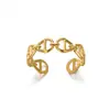 Anillo Cerrado para Mujer con Diseño Geométrico de Corazón y Flor de Rosa, Estilo Ins Europeo y Americano, Anillo Chapado en Cobre Dorado, Fabricante, Venta al por Mayor