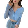 Em Estoque Atacado~2026 Novo Estilo Cardigã Doce e Fofo para Mulheres Baixinhas, Cropped Curto Simples da Moda