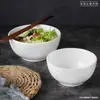 Vajilla de cerámica blanco puro engrosada tazón de arroz 4.5 tazón Arhat tazón para fideos instantáneos tazón para ramen tazón de porcelana comercial para el hogar